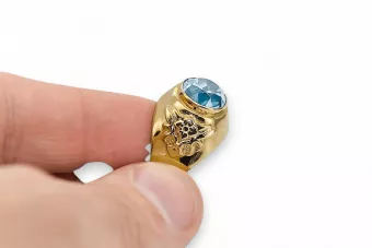 Anillo Aguamarina Oro amarillo de 14 quilates Artesanía vintage vrc078y
